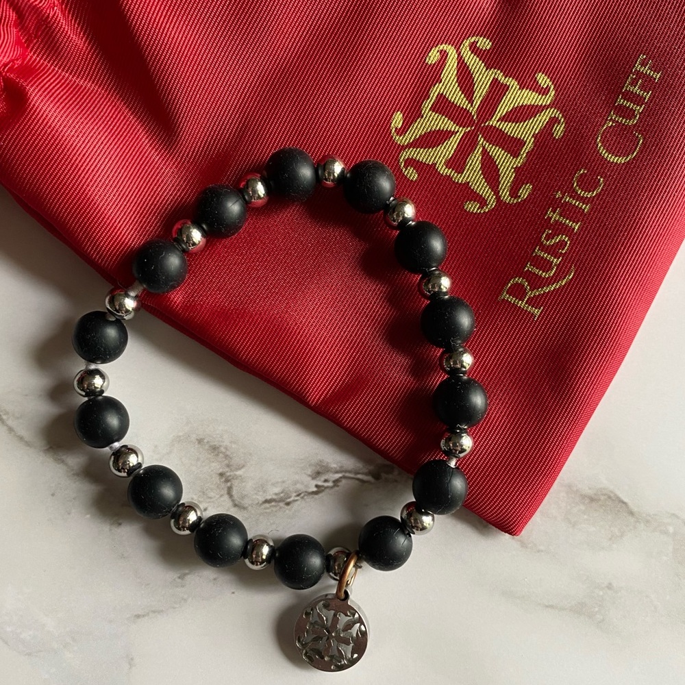 Black & Silver Rustic Cuff Bracelet